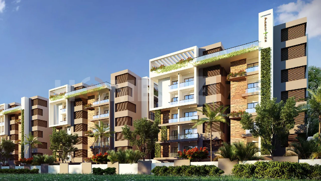 Exterior view of the ready-to-move luxury residential project, Ayyanna Prestige, located in the highly connected neighborhood of Kondapur.